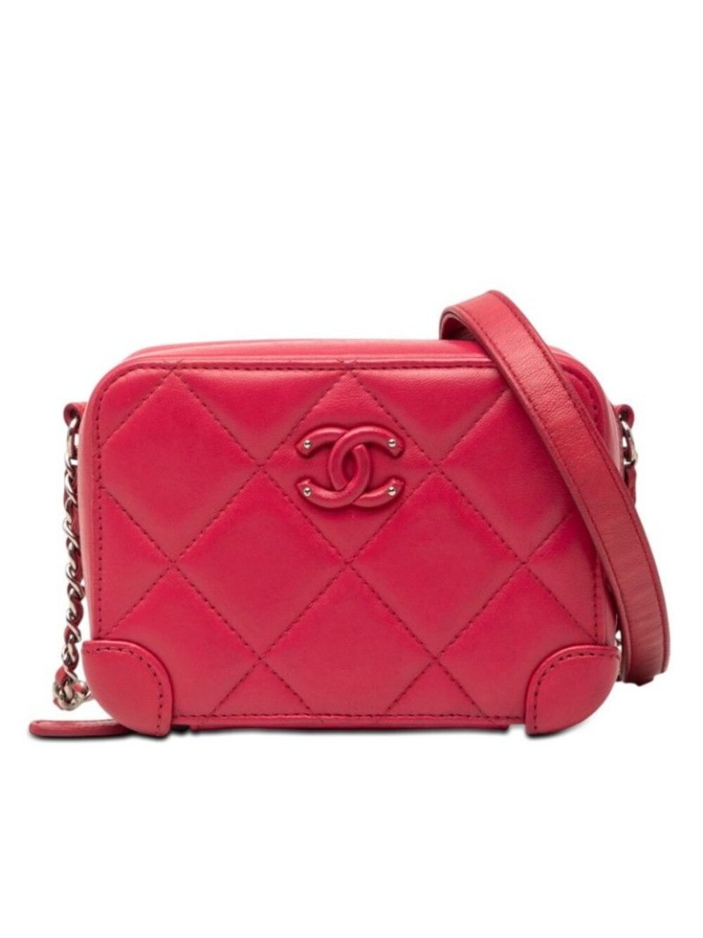 Chanel CC Logo Quilted Crossbody Chain Shoulder Bag Pink Lambskin